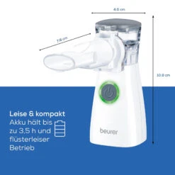 BEURER Inhaliergerät IH 57 (Schwingmembran-Technologie, Intelligente Aerosol-Technologie, Akku-Betrieb, Zur Behandlung Der Oberen Und Unteren Atemwege, Ideal Für Kinder, Anwendung Bei Erkältung, Asthma, Atemwegserkrankungen, Mesh-Vernebler -Pflege Fachgeschäft 944a239162a3cb1c8a18cbb749ac2a67